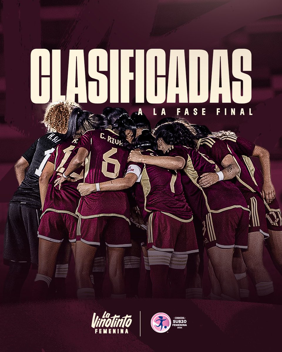 ¡𝐄𝐒𝐓𝐀𝐌𝐎𝐒 𝐄𝐍 𝐋𝐀 𝐅𝐀𝐒𝐄 𝐅𝐈𝐍𝐀𝐋 𝐕𝐄𝐍𝐄𝐙𝐔𝐄𝐋𝐀! 😍🇻🇪 ¡Seguimos con el objetivo mundialista muy claro! ¡𝐕𝐀𝐌𝐎𝐒, 𝐕𝐈𝐍𝐎𝐓𝐈𝐍𝐓𝐎! 🇻🇪 #SiempreVinotinto #VinotintoSub20Femenina