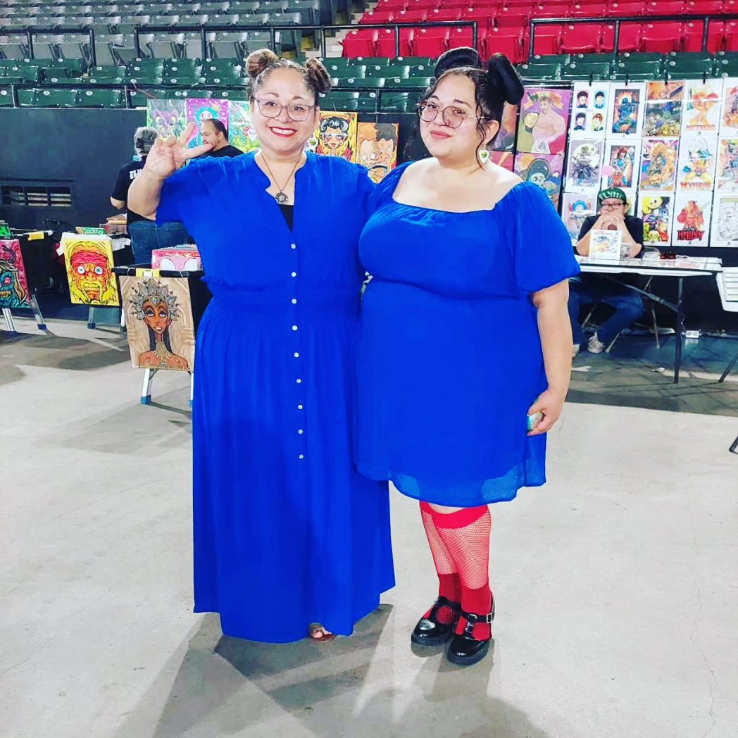 Today at the Beatlemania Market. We went as Blue Meanies and no one knew who they were... except one person.