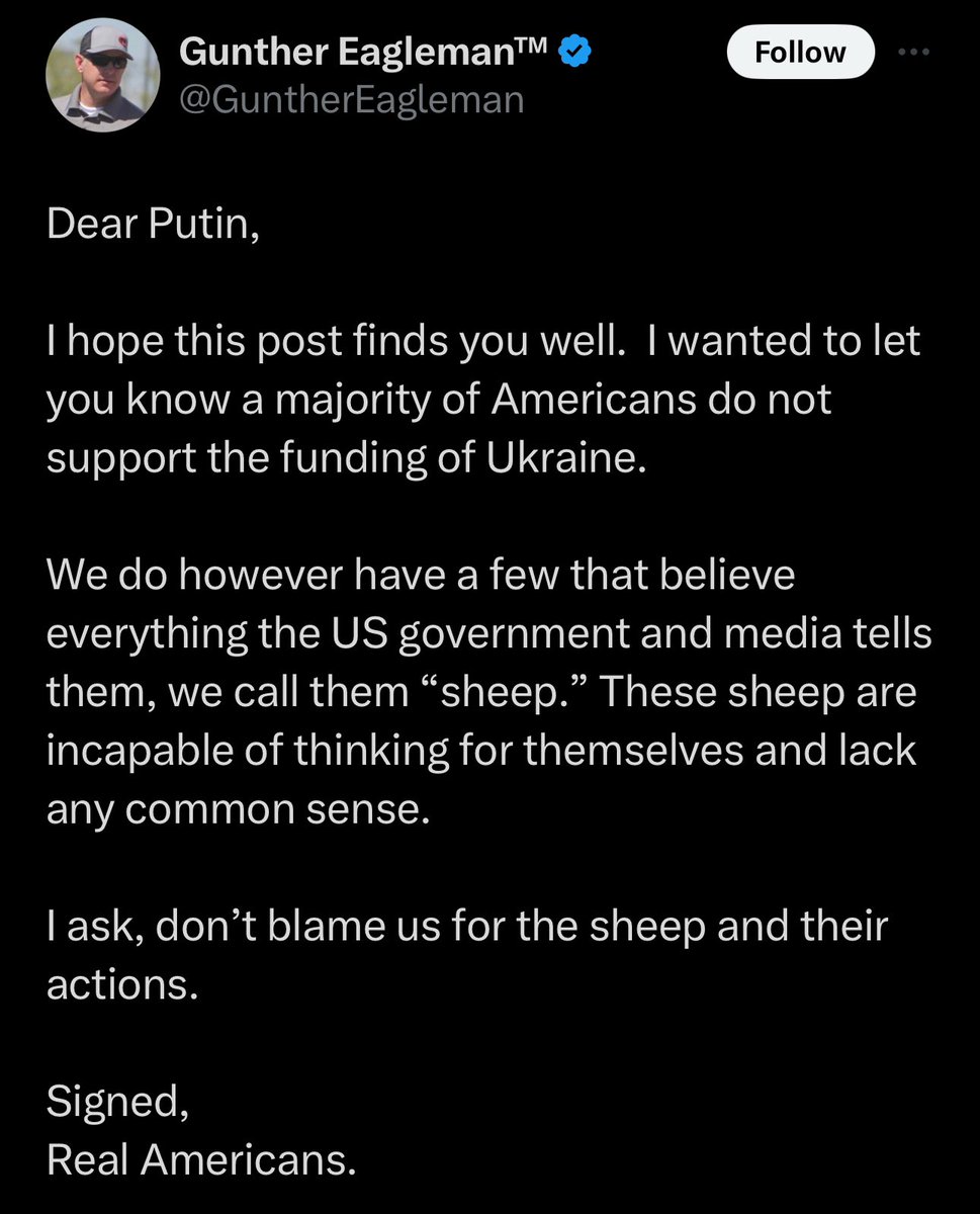 MAGA is literally apologizing to Putin after the House passed Ukraine aid today. How embarrassing, traitorous, and un-American.