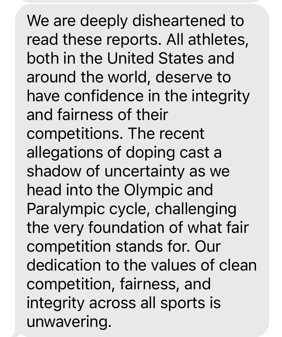 cbrennansports's tweet photo. The Chinese swimming doping story is the kind of huge international sports story that will have updates and twists and turns for days, weeks, months — especially as it plays out in Paris at the Olympics this summer. Here is the latest from the USOPC, from CEO Sarah Hirshland: https://t.co/21GBpU5rio