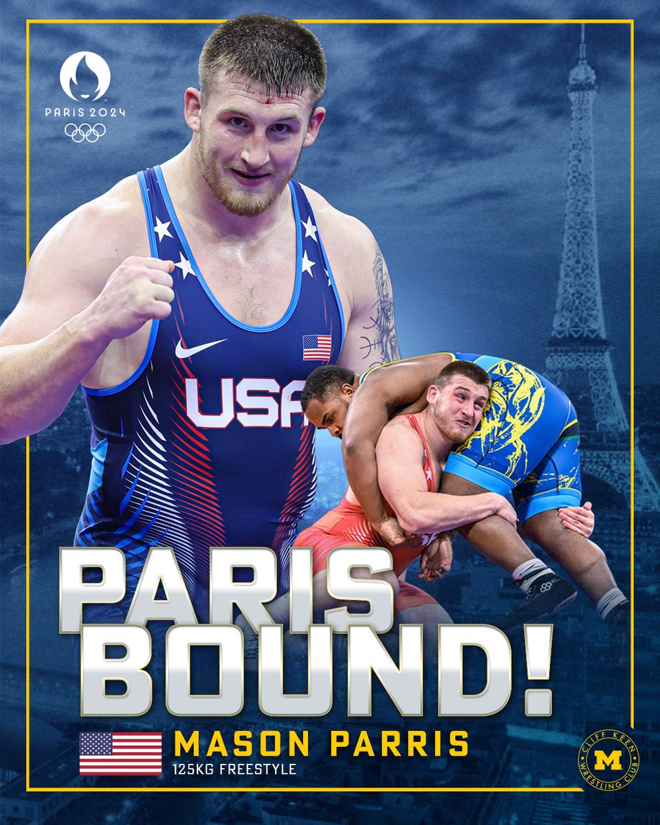 PARRIS OLYMPICS ‼️

Mason Parris (@Parris58) is headed to his first Olympic Games. 🇺🇸

#WrestlingTrials24 #CKWC #GoBlue