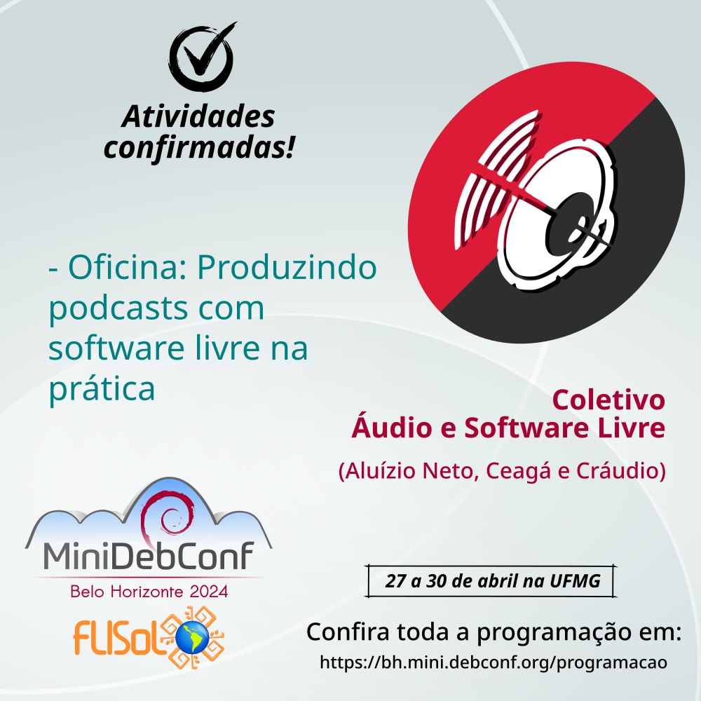 Veja a programação completa da MiniDebConf BH 2024 em: bh.mini.debconf.org/programacao #Debian