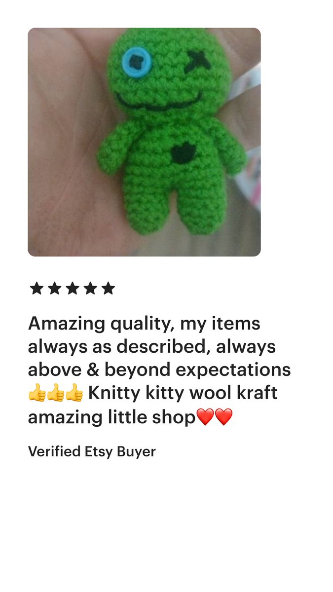 I still find it difficult to believe that people actually like the things I make! Thankyou! knittykittywoolkraft.etsy.com