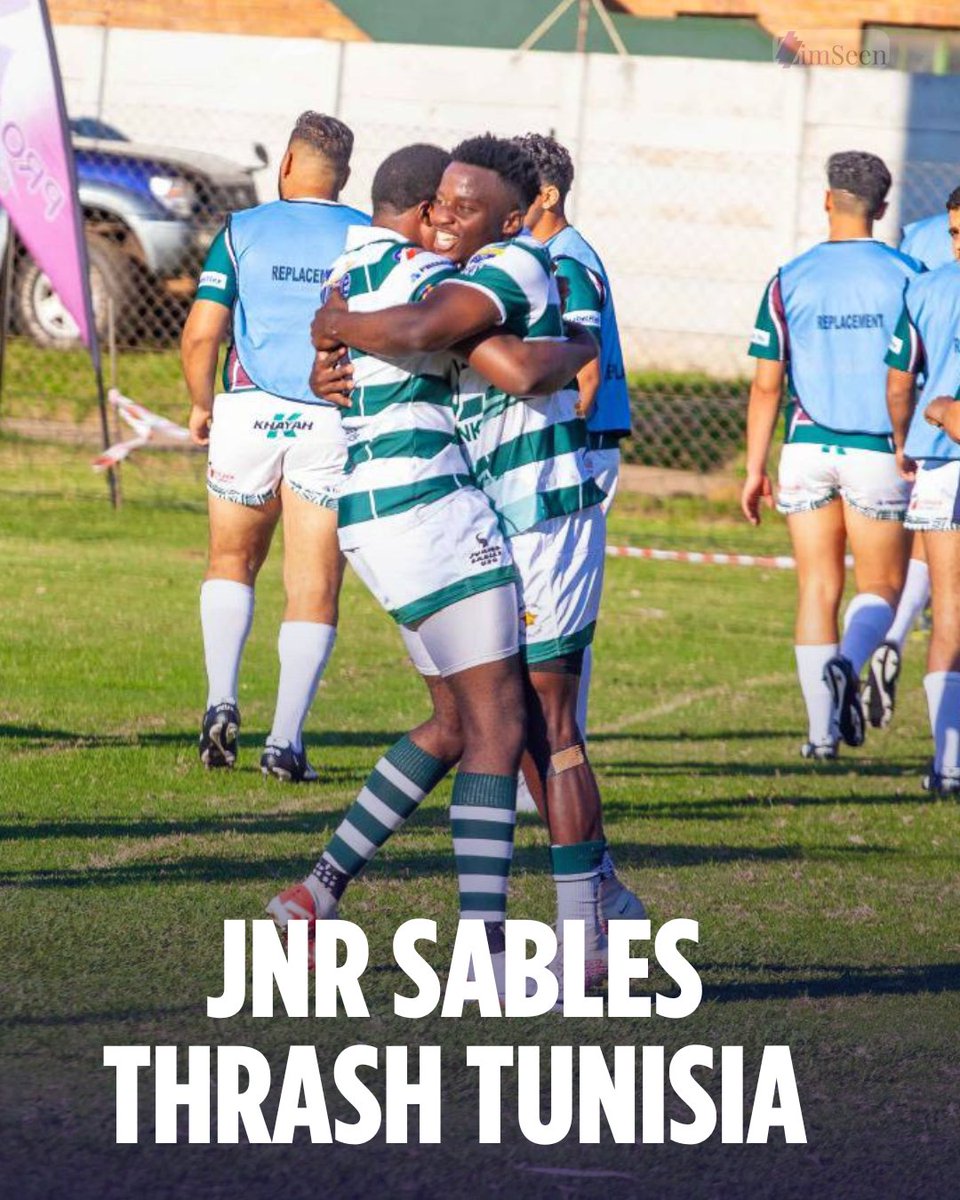 Go Zimbabwe go! Huge congratulations to the Zimbabwe Junior Sables for thrashing Tunisia 46-21 in their opening match of the 2024 Barthes Trophy at the Harare Sports Club. #ZimbabweRugby #JuniorSables