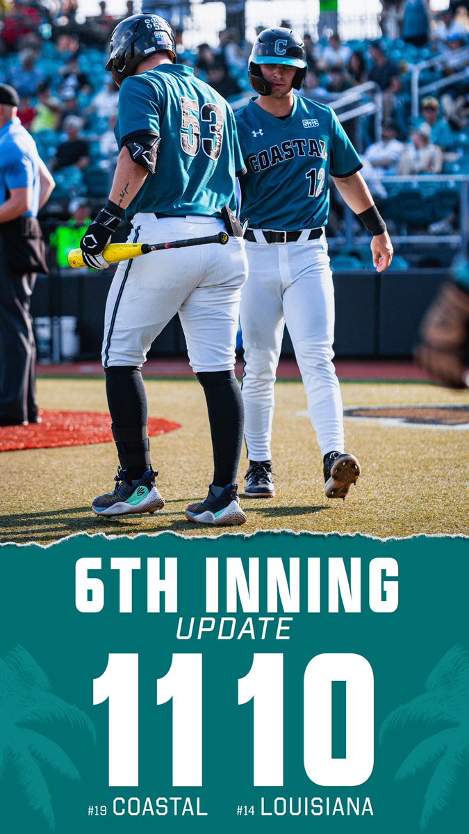 CoastalBaseball's tweet photo. We take the lead after 6 https://t.co/jsqPJU9tuo