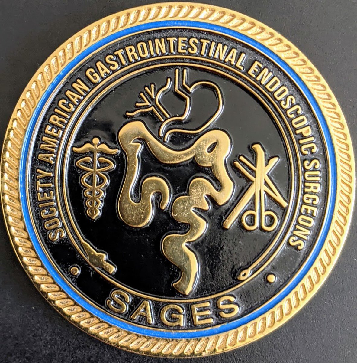 Beyond humbled to receive a Recognition of Excellence coin from @patsyllamd at #SAGES2024 It’s been a privilege to work under your outstanding leadership as @SAGES_Updates President, and to see how you have lifted so many other trainees along the way. #SustainableSurgery