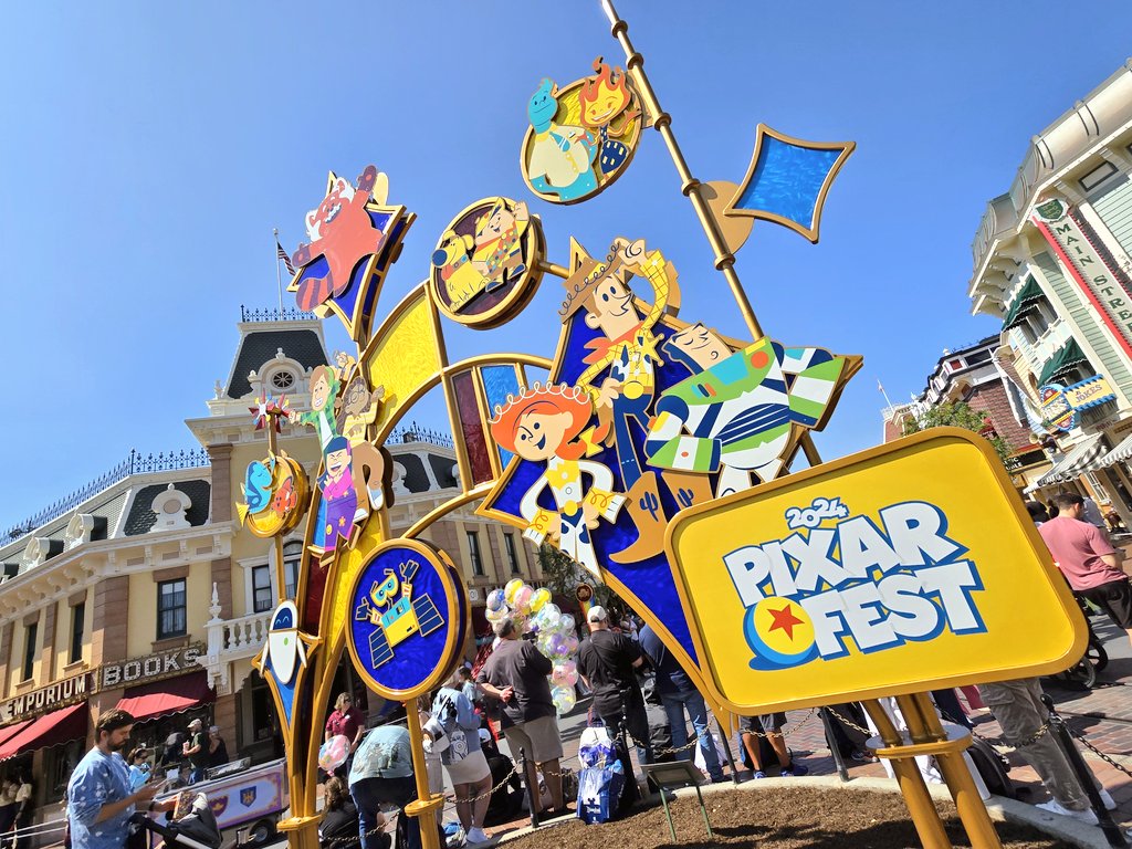 There's a new #PixarFest structure in Town Square at Disneyland, as well