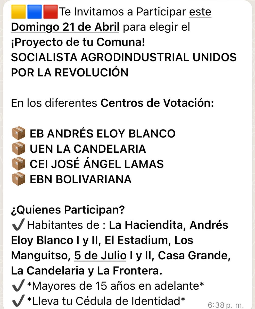 De acuerdo a tu comunidad aquí está la comuna donde tú vives , y a su vez el centro electoral que te corresponde para el día 21/04/2024 , vota por el proyecto que desees para tu sector , tu participación es importante, no faltes