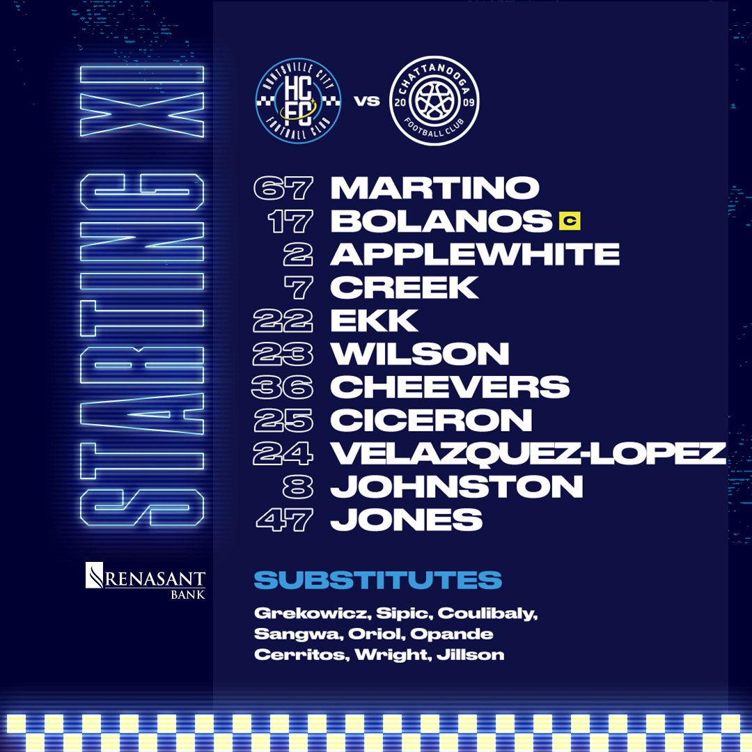 HuntCityFC's tweet image. Our Starting XI for tonight's match ⬇️

@renasant | #HNTvCFC