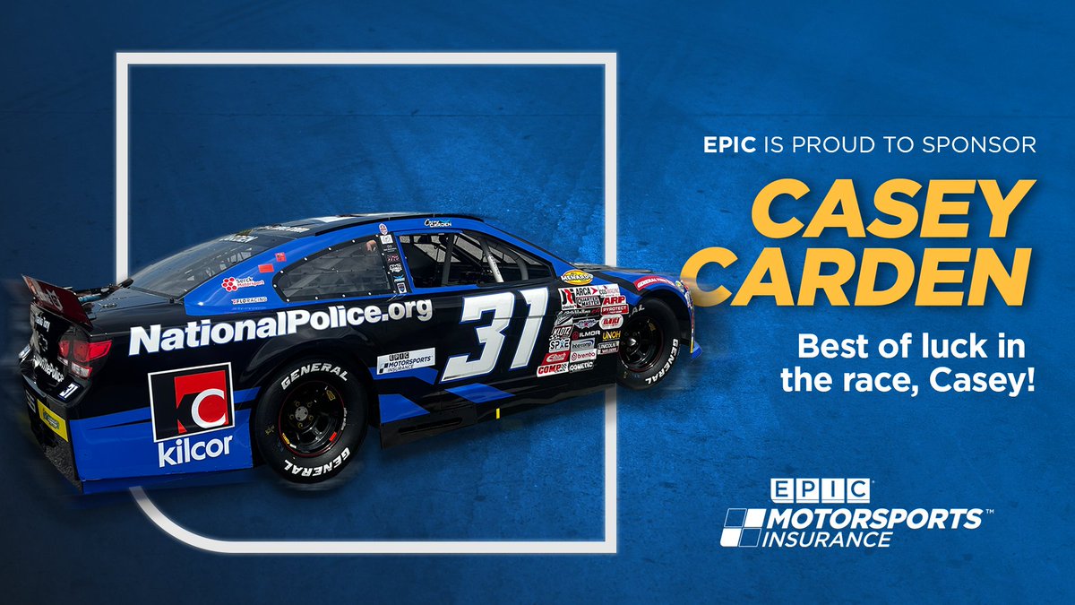 EPIC Motorsports Insurance proudly sponsors Casey Carden's car at the @ARCA_Racing race this weekend at @TALLADEGA Superspeedway. Casey is racing for the @NatPoliceAssoc with @risemotorsports & Denton Carden Racing. Best of luck on the track, Casey! #MotorsportsInsurance