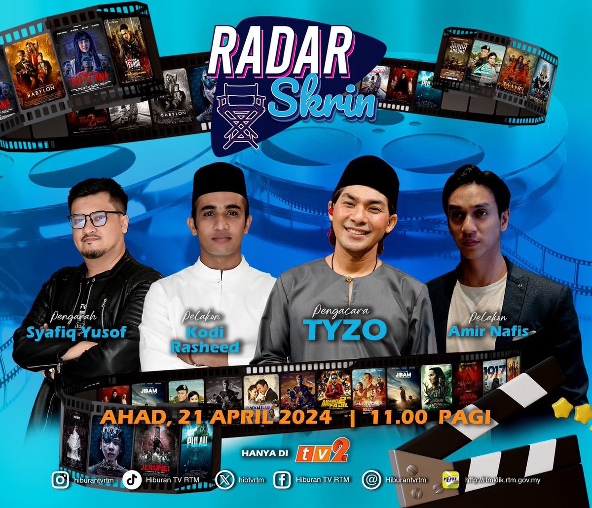 🔵 Program majalah yang akan mengupas dan mengulas mengenai filem, telemovie, dan video on demand (VOD) dan hasil karya baharu di Malaysia. Saksikan kesemuanya secara langsung dalam : 📽️ #RadarSkrin [Ep. 8] 📅 Ahad (21 April 2024) 🕒 11:00 Pagi 🖥 TV2 #HIBURANON2