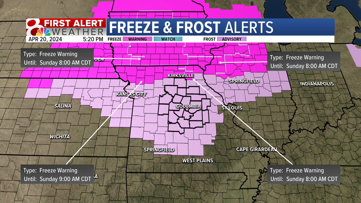 AndrewLabitWX's tweet image. Bring the plants inside! (or give them a blanket) It's going to get cold tonight with temperatures hovering in the mid 30s causing a frost advisory to be issued for mid Missouri.🥶 #midmowx #mowx