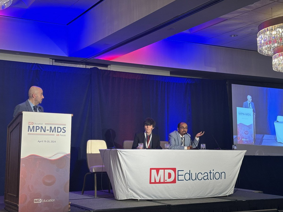 🎉 #GreatDebates at @_MDEducation! 🌟 Join @drsomedeb & @LeafOnc as they tackle the tough question: #ToTreat or #NotToTreat HR-MDS patients pre-transplant. 👏👏 enlightening session to better MDS care! #MedEd #Hematology'