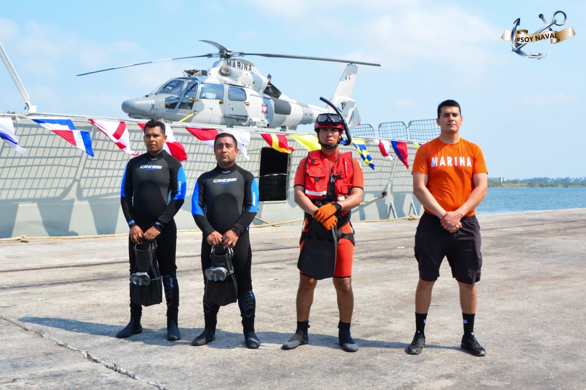 SEMAR_mx's tweet photo. Hoy le toca a 128 #MarinosMexicanos , 01 Canino Naval multipropósito “Kroker”; 01 Helicóptero #Panther (ANX-2164) y una Embarcación Interceptora que se encuentran a bordo de la Patrulla Oceánica #ARMGUANAJUATO (PO-153) listos para cumplir con la #Misión del ejercicio multinacional #TRADEWINDS2024.

Con el fin de fortalecer la cooperación internacional de la región del Mar Caribe e incrementar la interoperatividad de la Armada de México para contener amenazas comunes de seguridad regional y mares nacionales.