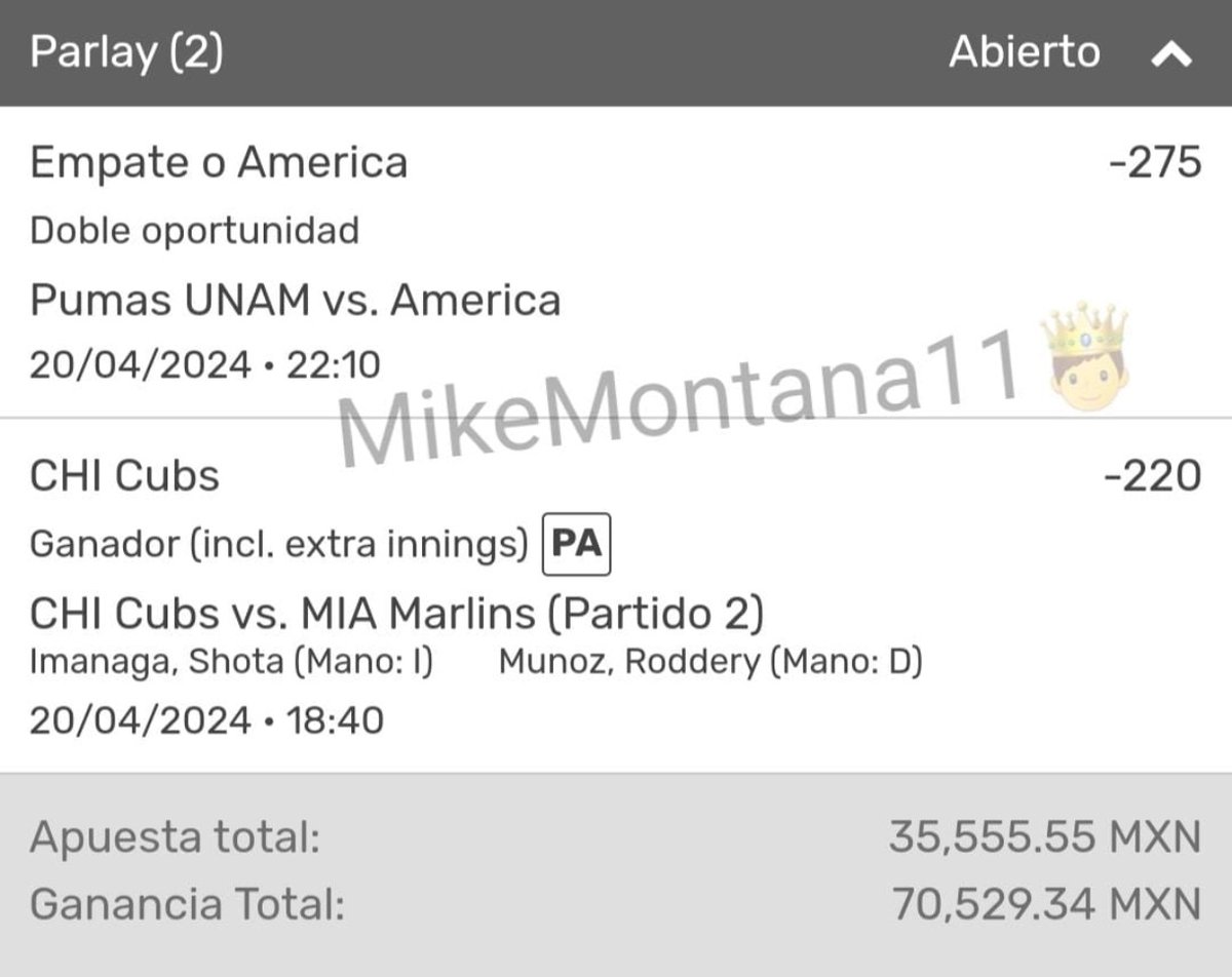 'APUESTA TUMBADA' RECORD ACTUAL: 4-1
YA SABEN ESTAS VAN CON DINAMICA SI SE GANAN SE VAN $3,000MXN 6 GANADORES $500C/U LIKE RT Y SEGUIRME
CHA CHAAAAAAUUUU🥷🔥⚾⚽