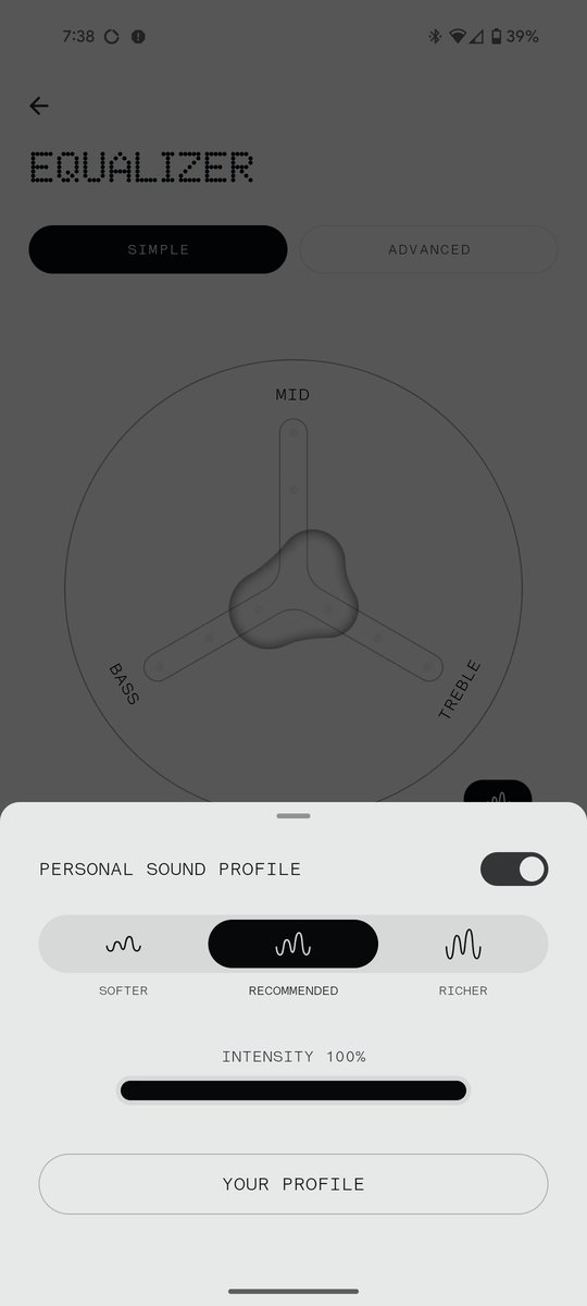 TeamPixelReid's tweet photo. I recently picked up the #nothing Ear 2. I highly recommend anyone using these to utilize the Personal Sound Profile. After completing the sound test the sound is TREMENDOUSLY better. https://t.co/2AbL2Rpsq9