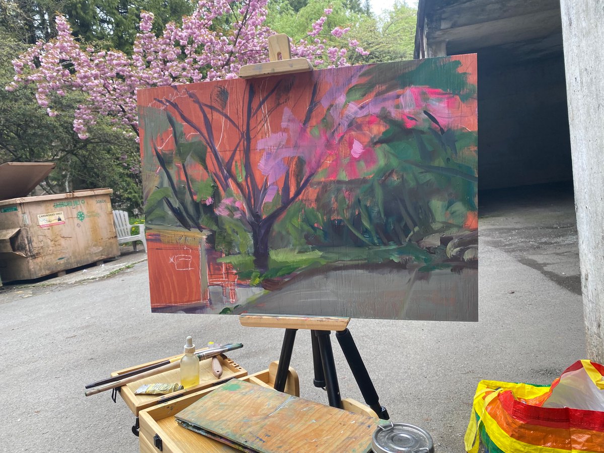 Got rained out 2/3 of the way through a painting. Gonna have to finish it tomorrow. Happy #pleinairpril2024