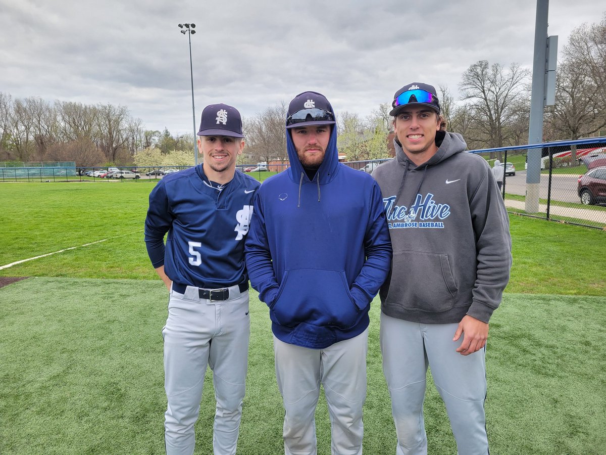 AmbroseBaseball's tweet photo. FINAL
Game 1
at Judson
St. Ambrose  - 14 
Judson - 1
WP - Jacob Bosse
Complete Game,12 K's
Hits - Fitzgerald 2,Webber 2, Vincent 2,Mucha 4
2B - McCreary,Vincent
HR - Latoz, Mucha, Webber 2
Webber Grand Slam, 7 RBI's
  ☆ PLAYERS OF THE GAME ☆
Jacob Bosse,Brock Webber,Jake Mucha https://t.co/3cJEO88gLq