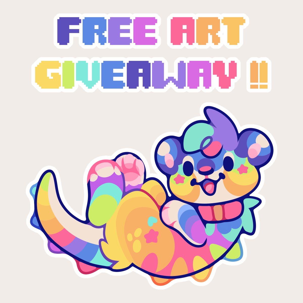 🌈 FREE ART RAFFLE!! 🌈

RULES:
✨️ Follow me
✨️Like & retweet this post
✨️Comment a ref!! (Feral preferred but anthro is okay!)
No raffle/empty accs please!!

🌈 PRIZE will be similar to example shown! (Might be a bit experimental!)
