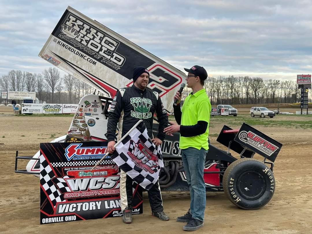 Ricky Peterson Jr picks up the opening night win <a href="/wcsohio/">Wayne County Speedway</a> in the Pine Tree Towing and Recovery sprint car feature.