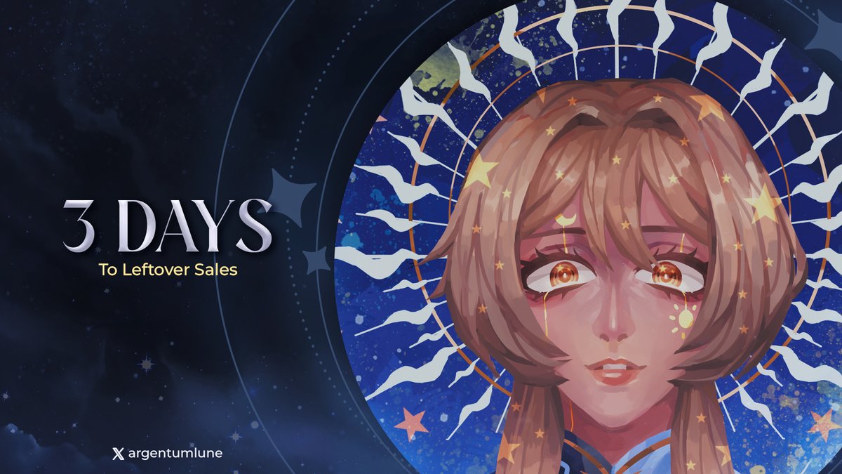 argentumlune's tweet photo. 🌙 3 DAYS UNTIL LEFTOVER SALES OPEN

Only three more days to go until leftover sales open on April 30th at 12 pm PT! Everything will be limited in quantities during this LAST sale phase!

Here's a snippet of @sel3phi's art piece~ https://t.co/2kV1jgfnIF