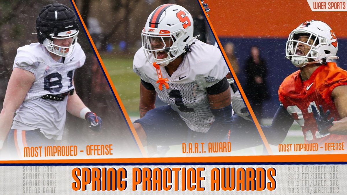 A few certain players made big personal strides throughout spring practice: 🍊 Most Improved Player - Offense: @mang_maximilian, TE 🍊 Most Improved Player - Defense: @JaedenGould5, DB 🍊 D.A.R.T. Award: @JrLequint, RB waer.org, @waer883