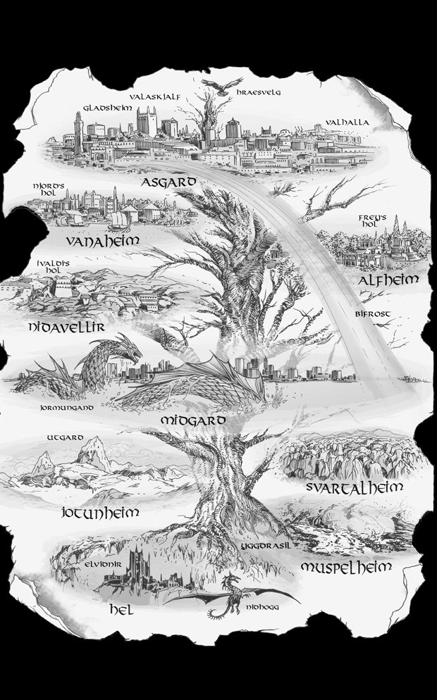 A map I drew of the Norse cosmology: