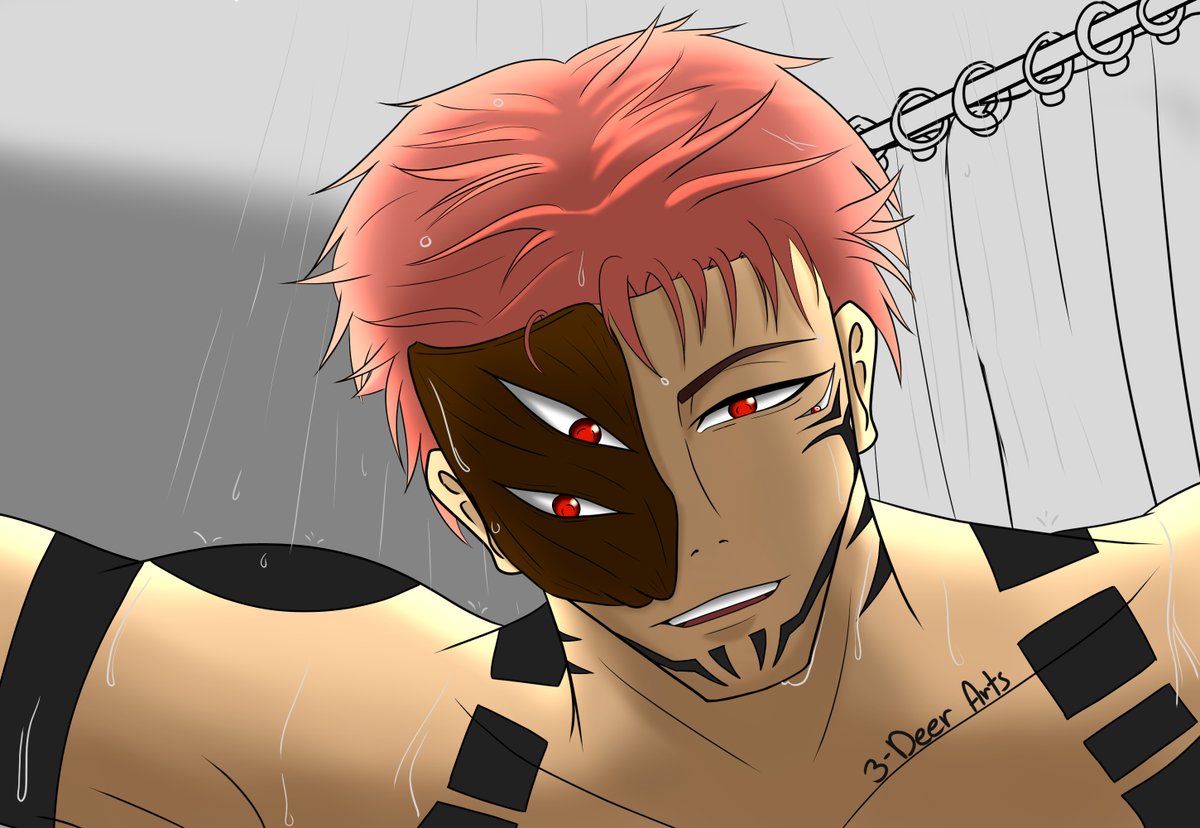 arts_deer's tweet photo. Totally gave up on the shower curtains #Sukuna #Chapter52 https://t.co/eHOExhNe5N