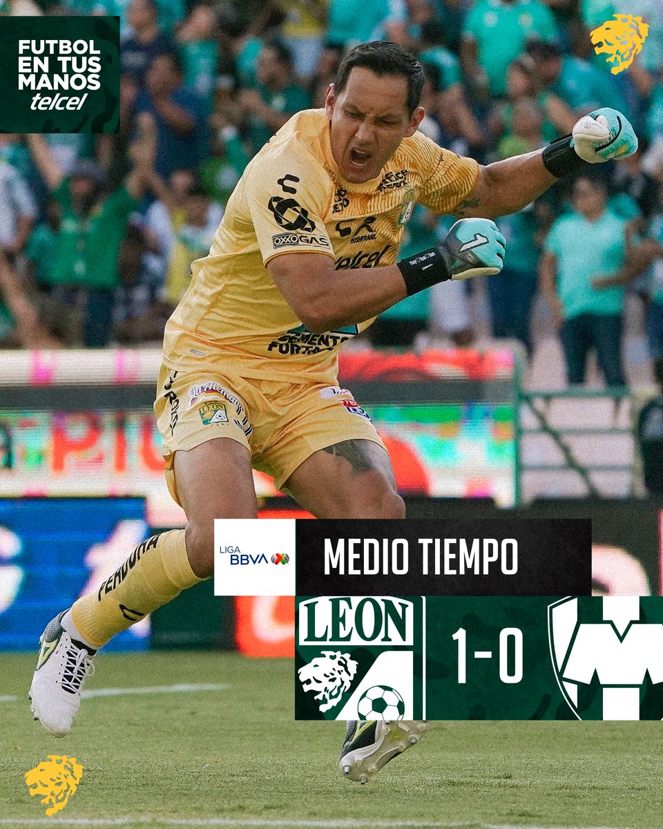 clubleonfc's tweet photo. #J16 I #LEOvsMTY

⏰MT

@telcel nos presenta el marcador con ventaja al medio tiempo: 

🦁1-0🔵 https://t.co/PLbs5BXUtq