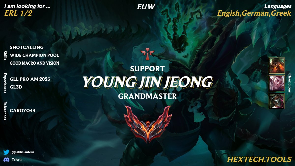 sakhslantern's tweet image. I'm LFT for 2024 summer
Interested in  ERL 1-2. 
Very confident and comfortable to be main shotcaller and/or team leader. 
More info below.