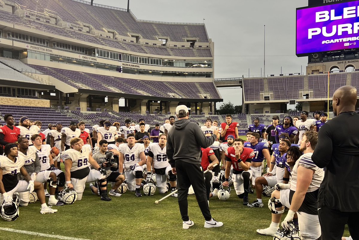 Spring Practice Day 12 from the Carter a week out from @TCUFootball #Frogapalooza Florida State transfer, Bless Harris and veteran cornerback, Avery Helm talk about playing right and left side and the aggressive, get to the ball defense respectively. Watch Here:…