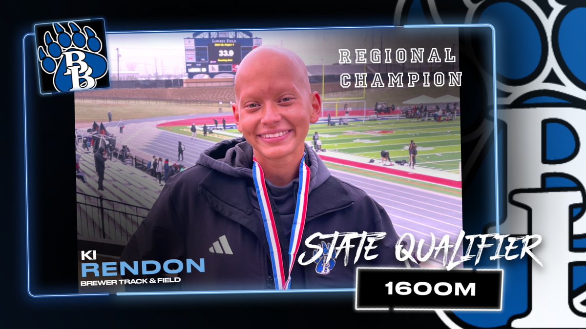 📢🥇 Ki Rendon is your regional champion in the 1600m race and has advanced to the State meet in Austin!! Congratulations Ki!! 🐻🏃‍♀️