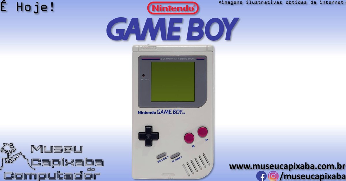 museucapixaba's tweet photo. É hoje!

O videogame Nintendo Game Boy GB de 1989

Faz 35 anos!

+em https://t.co/Ef3hXcLfAR

#MuseuCapixaba #mcc #éhoje #museu #Tecnologia #Retro #Nintendo #GameBoy #GunpeiYokoi #GameandWatch #NES #Famicom #SharpLR35902 #i8080 #Tetris #AtariLynx #SEGA #Gamegear #ゲームボーイ https://t.co/sYLtQAI2hc
