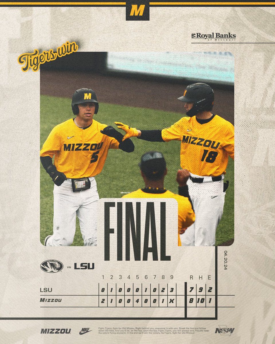 Evened the series. 😎 #𝙈𝙞𝙯𝙯𝙤𝙪𝙉𝙊𝙒 | 🐯⚾️