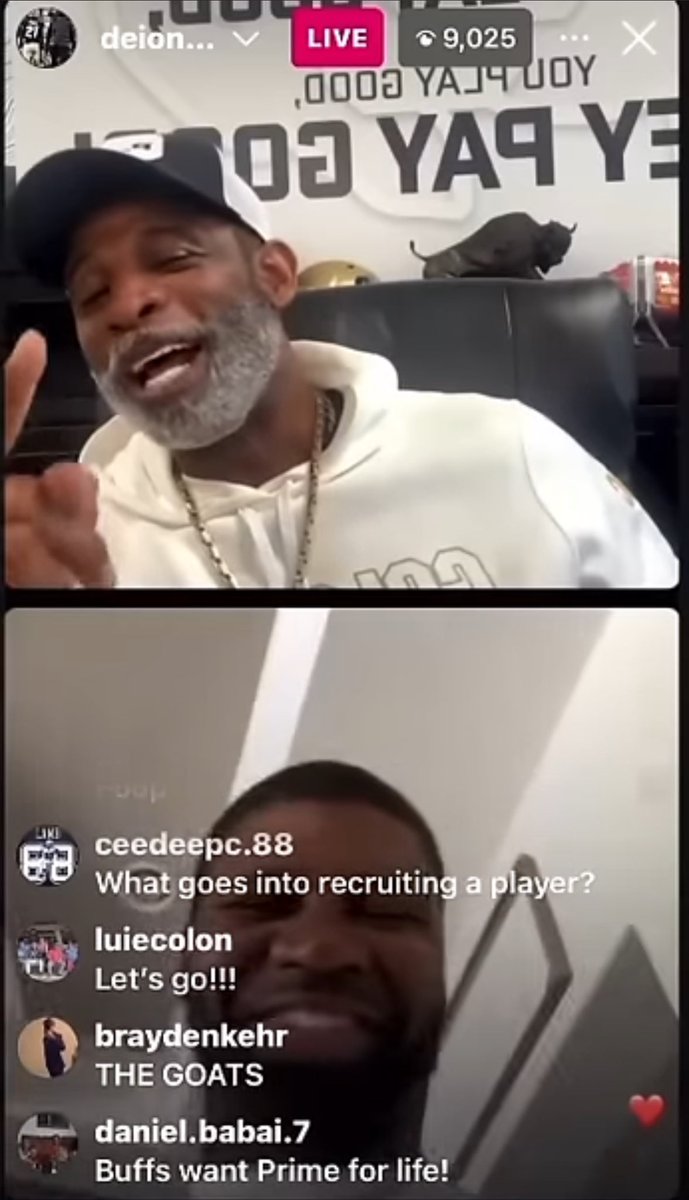 .@DeionSanders doesn’t hesitate to go live on Instagram, but this week his IG adventure took a turn when he realized one of his favorite people had logged on: soon to be Hall of Famer @D_Hest23. Read the full story here: theepregameshow.com/2024/04/deion-…