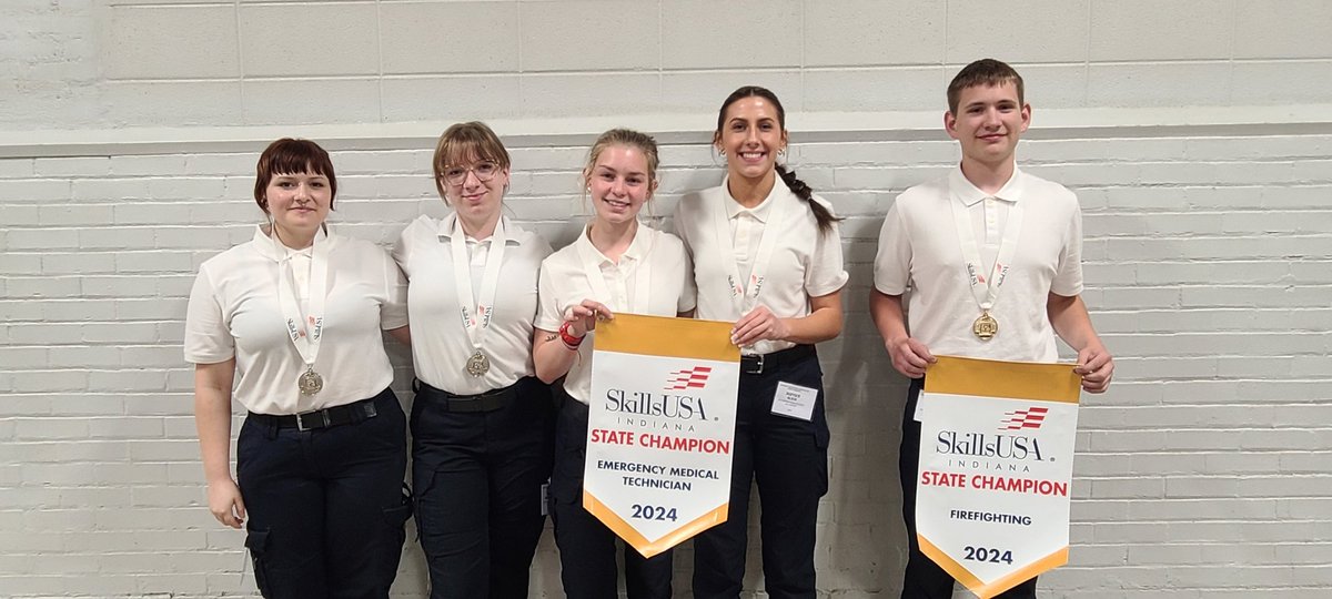 Great day at SKILLS USA State Competition. 
EMT Gold - Allison Stout &amp; Juztice Slick
EMT Silver - Jocelyn Mello &amp; Chloe Wilkinson
Fire Fighting Gold - Weston Sawyer