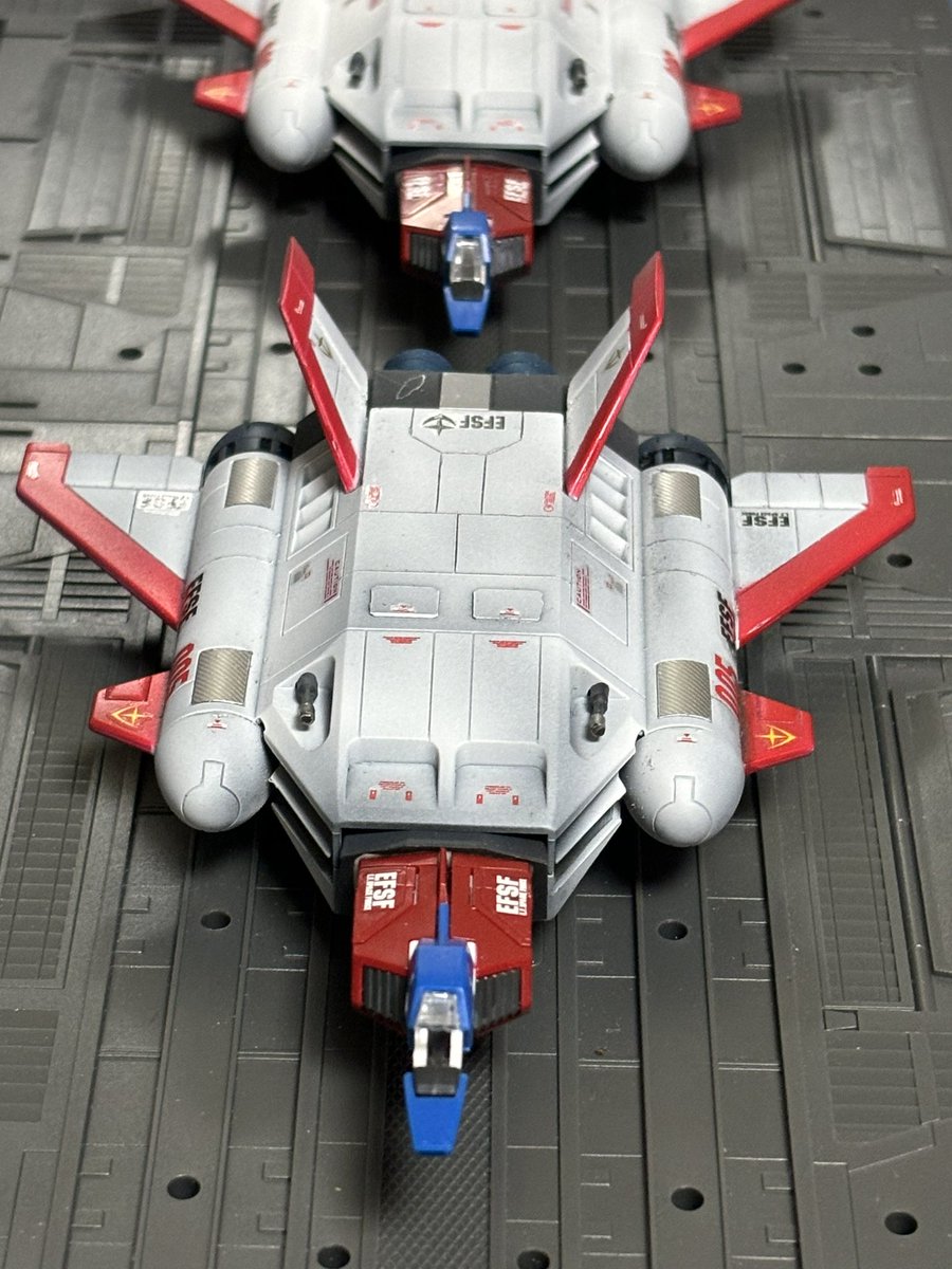 coler_0330's tweet photo. 1/144コアブースター
完成しました。
　
スレッガー機とセイラ機の同時制作でしたが2機同時に作るほうが楽に感じました。
コアファイターの部分は
RGガンダムから転用しています。
#ガンプラ好きと繋がりたい 
#コアブースター https://t.co/N3wiQdZH22