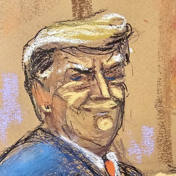 KevBuckler's tweet photo. Sketch artist captures exact moment Trump starts crop dusting the courtroom https://t.co/4GkeMFzwMt