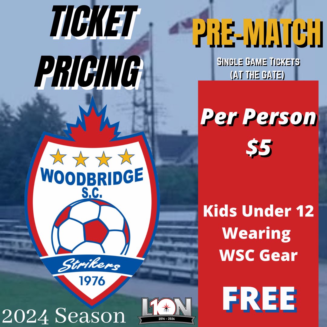 With the Men’s L1 Cup match TOMORROW AFTERNOON vs @u_msc …here is everything you need to know about TICKET PRICING & INFO upon entry at the front gate, at the Vaughan Grove Turf field this @L1OMens season! 🎟️ #TheBridge #WeBack 👊🏻⚽️