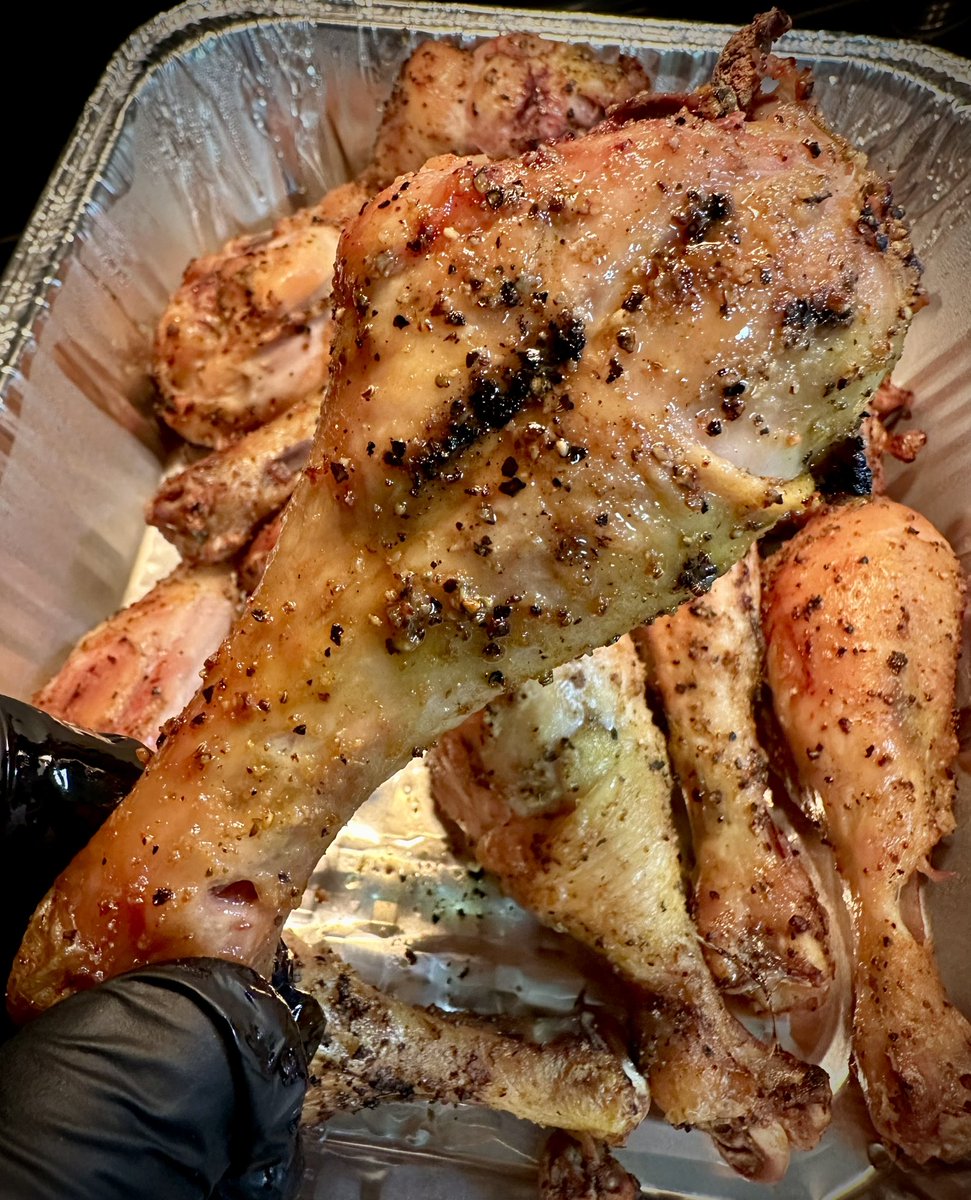 Grilled lemon pepper garlic chicken legs.