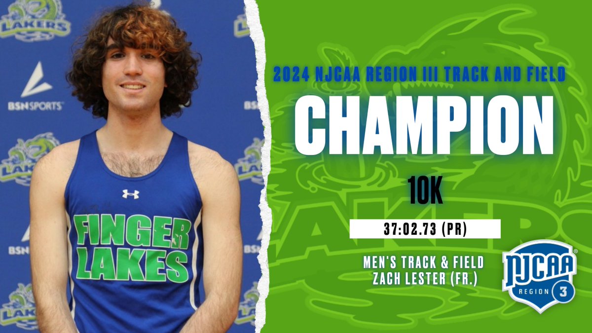 Lakers freshman Zach Lester is your 2024 NJCAA Region III Champion in the 10K! 🏆🏃 Lester claimed the Region III title with a PR and National Qualifier time of 37:02.73 to earn his spot in the NJCAA Division III National Championships. 🥇 #FLCCAthletics | #LakerPride