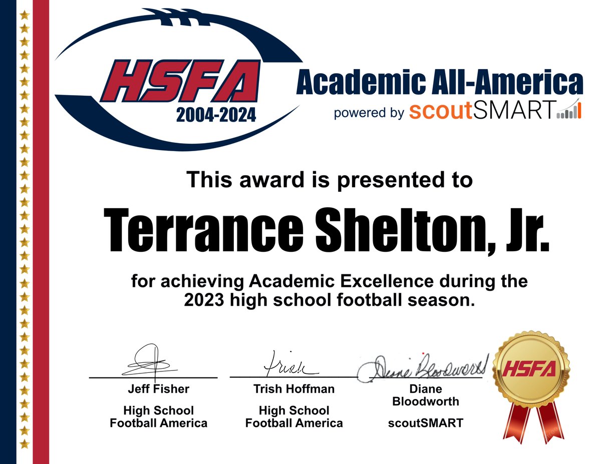 High School Football America (@hsfbamerica) on Twitter photo Congrats to Terrance Shelton, Jr. of Franklin HS in Wisconsin on making the 2023 High School Football America Academic All-America Team. <a href="/TSheltonJr/">Terrance Shelton Jr</a> Congrats to Terrance Shelton, Jr. of Franklin HS in Wisconsin on making the 2023 High School Football America Academic All-America Team. <a href="/TSheltonJr/">Terrance Shelton Jr</a>