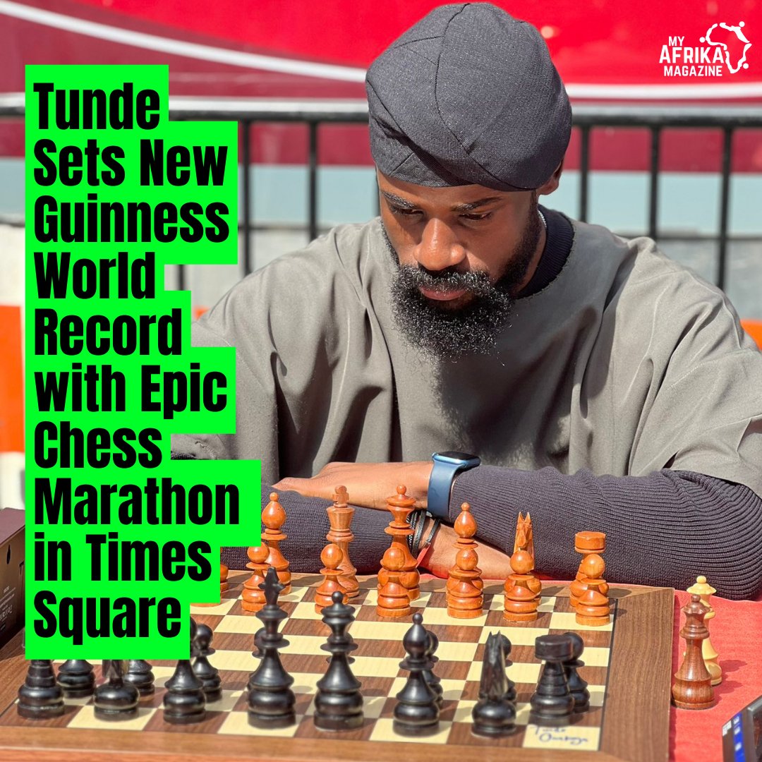 'Nigerian Chess Master Tunde Onakoya Smashes World Record in Times Square Chess Marathon' The previous record of 56 hours and 9 minutes was surpassed, drawing attention from major media outlets globally. Onakoya, founder of Chess in Slums Africa, aims to raise $1 million for