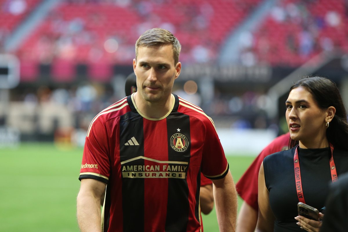 MLS's tweet photo. Kirk Cousins in the house for @ATLUTD. 🏈 https://t.co/rnfT9KWgNP