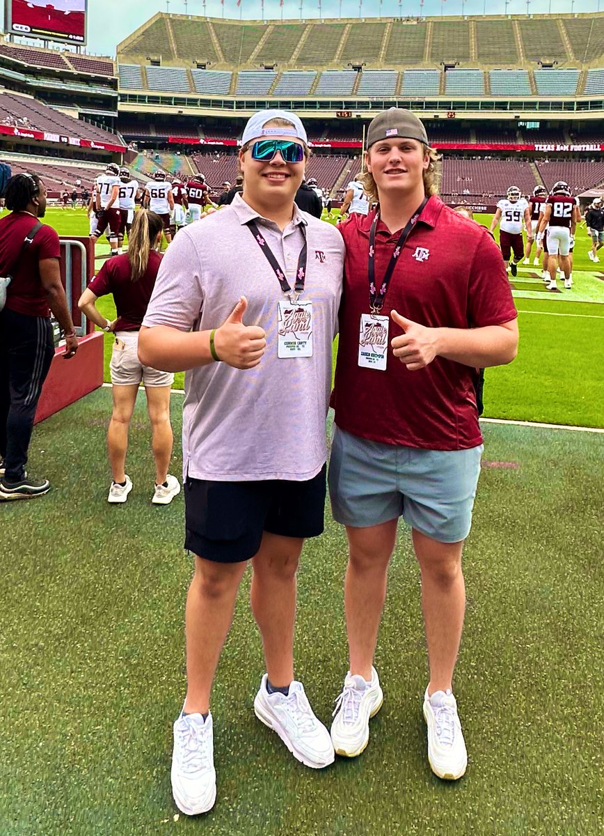 Once again Aggieland did not disappoint. Thanks for the hospitality @laurentm99 & @CoachCushing We also got to celebrate @ConnorCarty_ commitment to the Aggies. @CoachSteamroll #GigEm