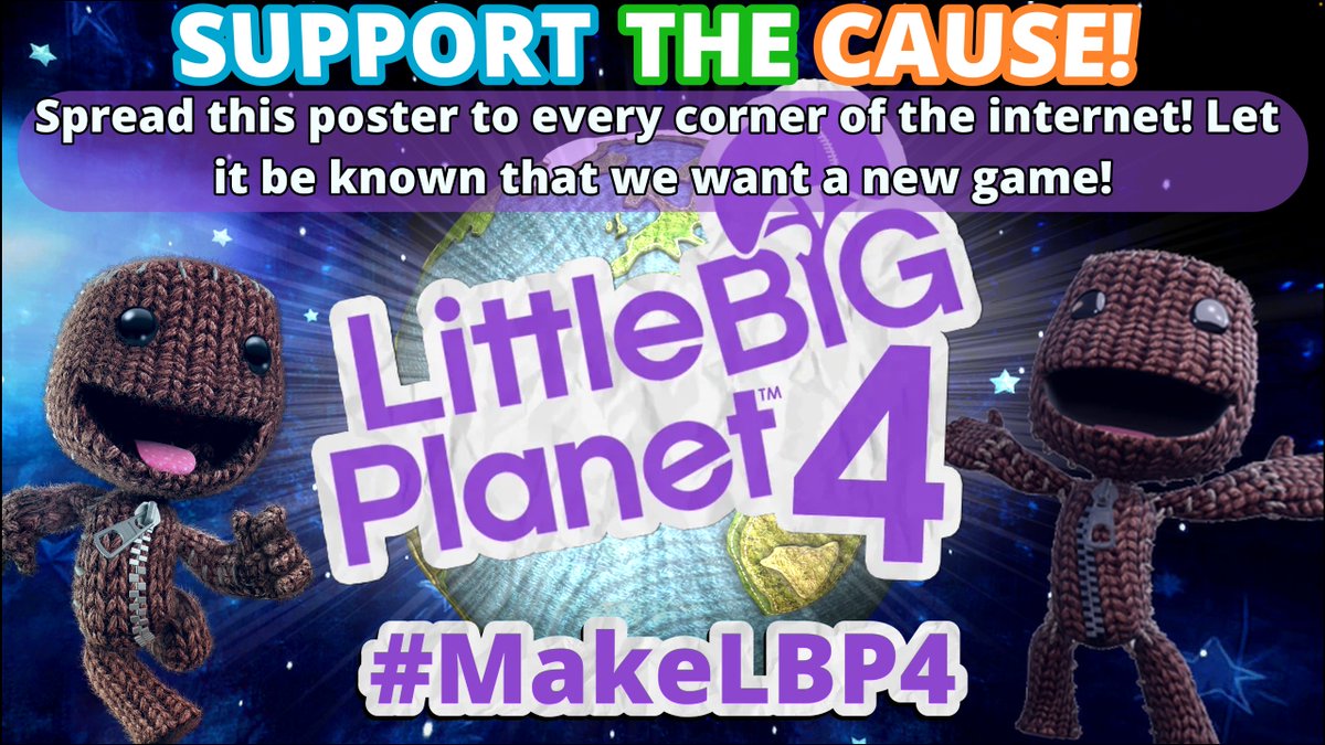 MelodicVortex's tweet photo. #SaveLBP #LittleBigPlanet #MakeLBP4  
@Sony @PlayStation @PlayStationUK @LittleBigPlanet 
So many want an LBP4 or Remastered Trilogy. I'd buy me &amp; all my friends a PS5 just to play LBP4 together with them. PLEASE, guys, let it be so!

&amp; to the LBP community: https://t.co/QSLf30fdvD