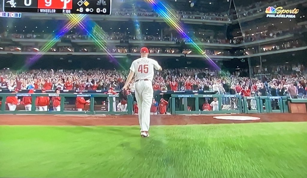 Phillies ace Zack Wheeler leaves to a standing ovation at CBP after his no-hitter was broken up in the eighth inning. Another great start by the Phillies starting staff