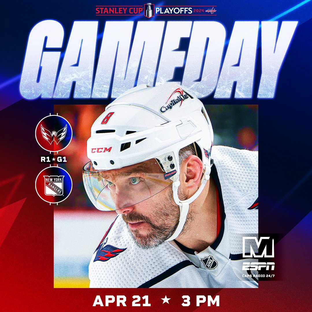 GAMEDAY! Washington opens its series against New York today at 3 PM on @MonSportsNet and @espn. #CapsRangers preview: washca.ps/atNYR-Apr21