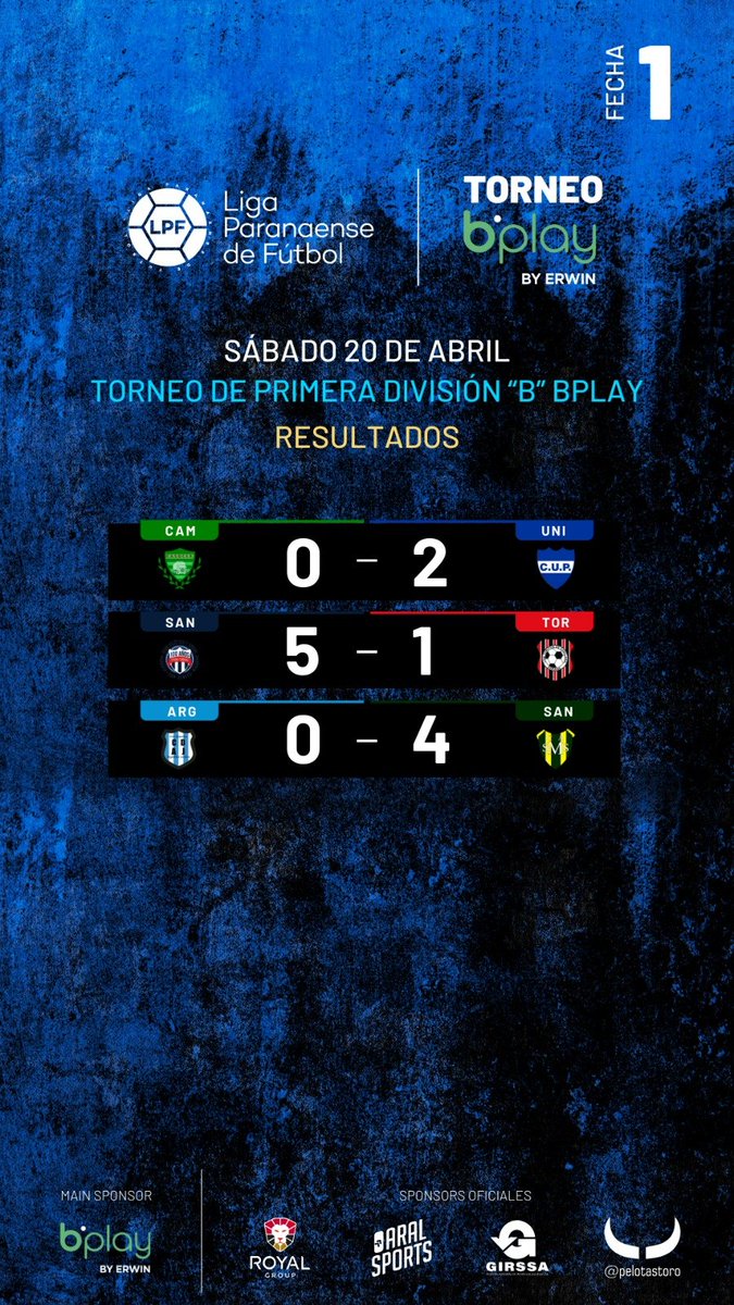 ¡Pasó la Primera del ascenso! 
Resultados de la Fecha 1 del Torneo @bplaybyerwin de la #PrimeraB de la Liga Paranaense de Fútbol