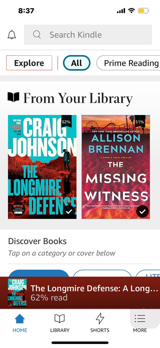 tih5's tweet photo. @GervaisBooks @JackCarrUSA @AtriaMysteryBus Bouncing back between @ucrosspop25 -  The Longmire Defense and @Allison_Brennan - The missing Witness. https://t.co/kw65BZ5j22